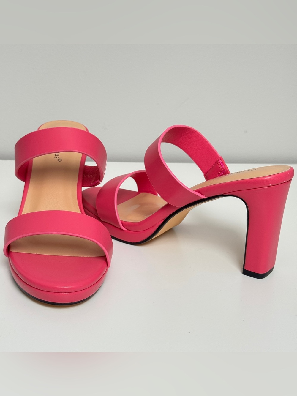 Pierre Dumas HALL-1 Pink Block Heel Sandals Size 8 Hot Pink Two Strap Open Toe